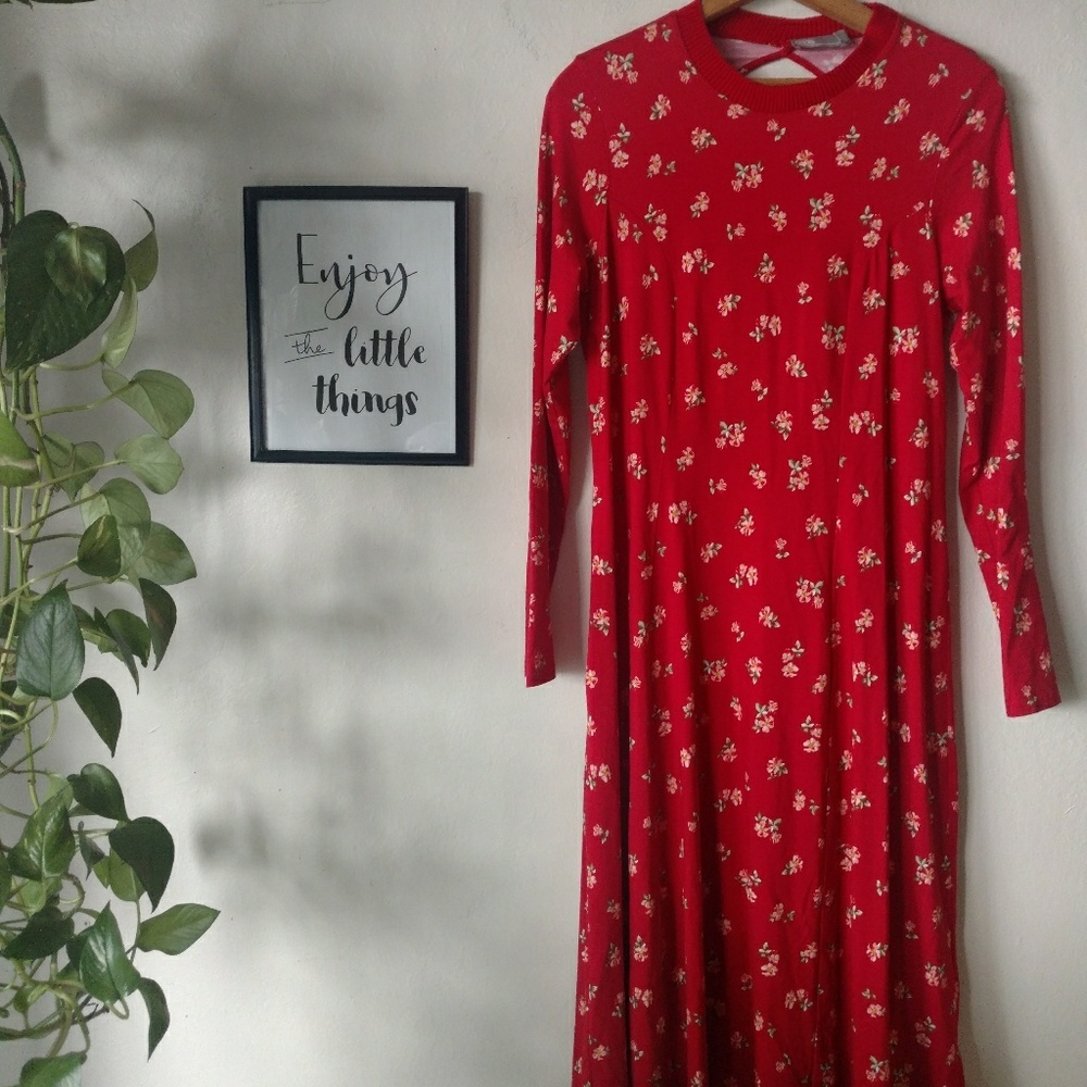 ASOS Red Floral Midi Dress